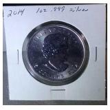 2014 1 oz. .999 fine silver-Canadian Maple Leaf