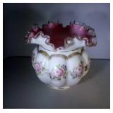 floral ruffle top vase - 6 inches high