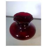 cranberry glass ruffle top vase - 3.5 inches high