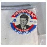JFK Inauguration day pin back button, 1-20-1961