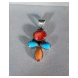 sterling silver turquoise & colored stone pendant