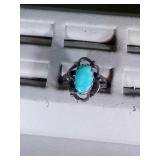 sterling silver turquoise ring, size 6.75