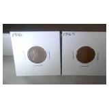 lot of 2 Lincoln pennies - 1916 and 1916 S