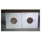 lot of 2 Lincoln pennies -1917 D and 1919 S XF