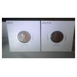 lot of 2 Lincoln pennies - 1929 and 1929 D
