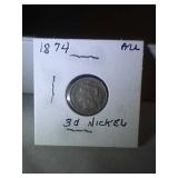 1874 3 cent nickel