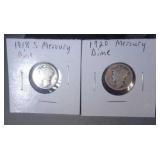 lot of 2 Mercury dimes - 1918 S and 1920