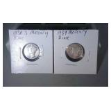 lot of 2 Mercury dimes - 1930 S and 1934