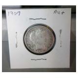 1907 Barber Quarter AU+