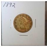 1892 $5 gold piece