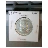 1949 D Franklin half - BU