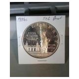 1986 S Statue of Liberty silver proof half dollar