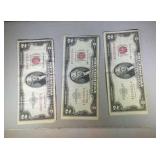 lot of 3 $2 red seals - 1953 and 1963