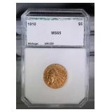 1910 PCI MS64 $5 gold Indian