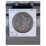 1891 Carson City spitting eagle Morgan Silver VF