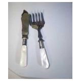Vintage English knife and fork - pearl handles