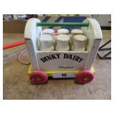 wooden dinky dairy pull toy by playskool