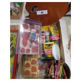 rubber stamps crayons paint