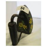 sad iron with painted flowers