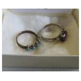 2 sterling rings - purple stone ring AVON