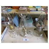 3 kerosene lamps