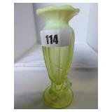yellow depression tree base vase 7"