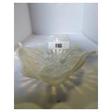 opalescent footed dish 8" diameter