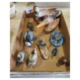 wood, brass, porcelain, glass duck lot