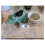 mccoy frog & small white planters