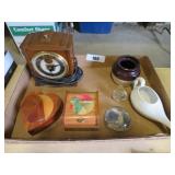 bean crock,trinket boxes,paperweight,clock etc