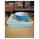 pyrex square pan & small bowl