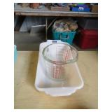 fireking bread pan, glasbake measure cup