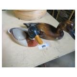 2 wooden ducks