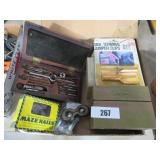 tap & dye set, nails, file boxes etc