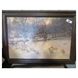 flock of sheep oil on hardboard framed