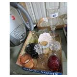 misc glass candle sticks/holders etc