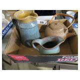 stoneware pitchers & teapot