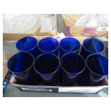 8 cobalt blue water glasses