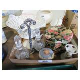 pedestal bowl,cruet set,indian jar,nesting boxes