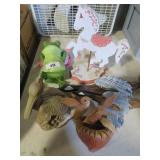 garden statues-frog,pelican,birds/nest etc