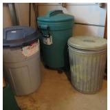 3 garbage cans