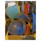 BOX OF HARD HATS, SHIELDS