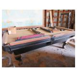 BILLIARDS TABLE, BALLS, CUES, RACK