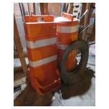 4 PLASTIC TRAFFIC DRUMS