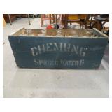 10 CHEMUNG SPRING WATER BOTTLES AND WOOD CASE