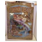 NEW METAL SIGN 12'X17' A FISHERMAN LIVES HERE