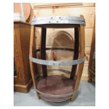 JR DILL WINE BARREL MADE INTO 2 TIER TABLE