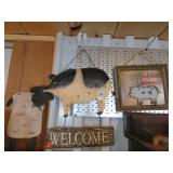 METAL PIG WELCOME SIGN WOOD SHEEP.FARM SWEET SIGN