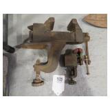 2 VINTAGE BENCH VISES 1 1/2' & 2'
