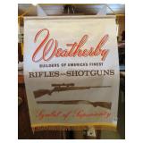 VINTAGE SILK WEATHERBY GUN ADVERTISEMENT 22'X28'